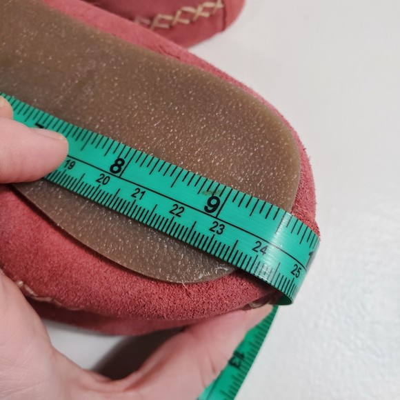 Free People 37 Llani Beaded Moccasins Pink Suede Leather Boho Flat Metallic - Picture 3 of 12